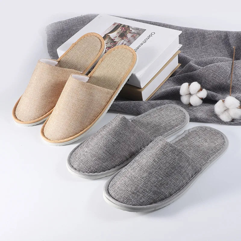 New Casual Unisex Indoor Home Slippers Cotton linen Soft Slippers Autumn Winter Flip Slops Women Men Linen Slides Slippers