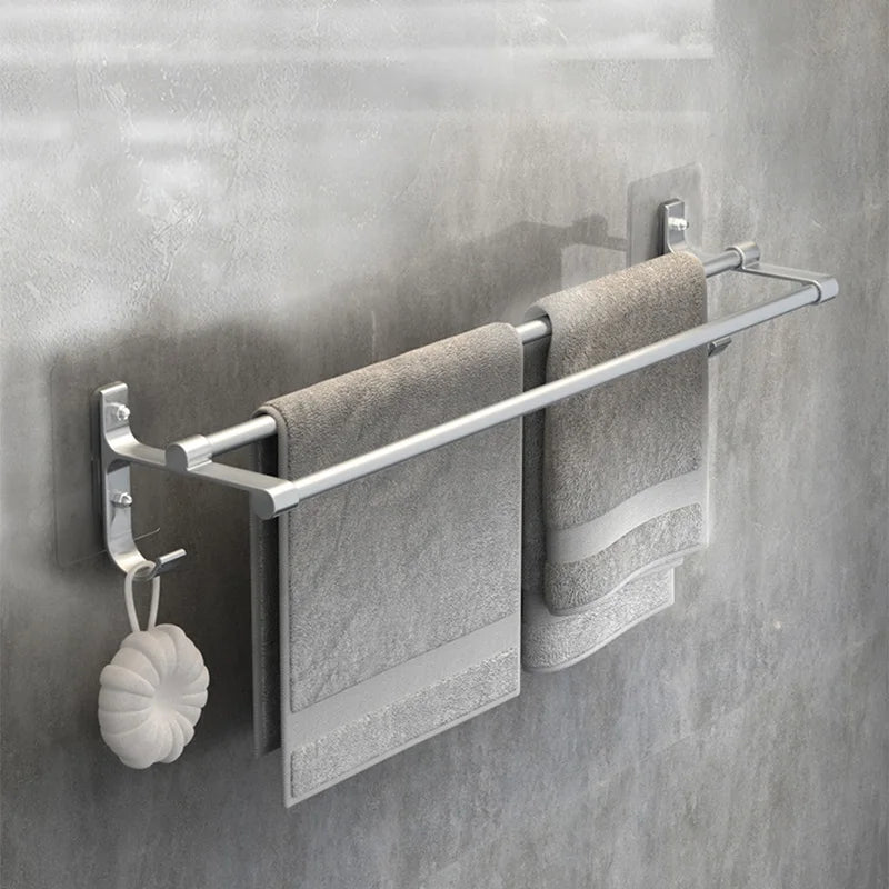Bathroom Hand Towel Rack Towel Holder Wall Mount No Drill Mount 40/50cm Towel Bar Shelf Aluminum Double Rod 2 Tier Towel Rail