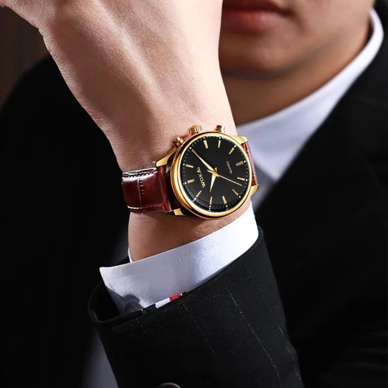 Mens Watches Top Brand Luxury Quartz Watch for Men Fashion Leather Men Wristwatches Clock Sports Chronograph Montre Homme