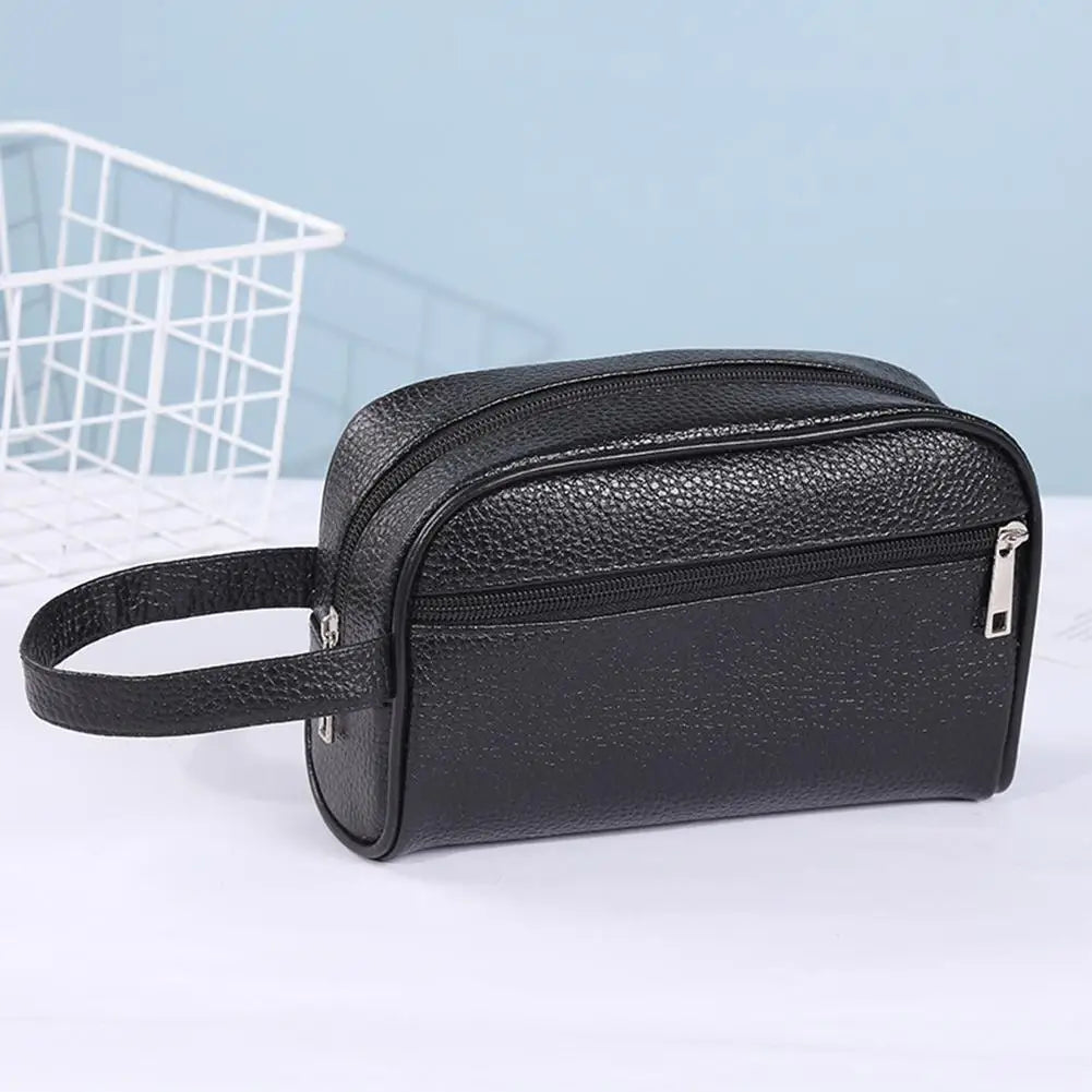 Men Women Retro Wristlet Bag Creative PU Leather Pure Color Chain Mobile Phone Storage Bag Ladies Purse Supplies