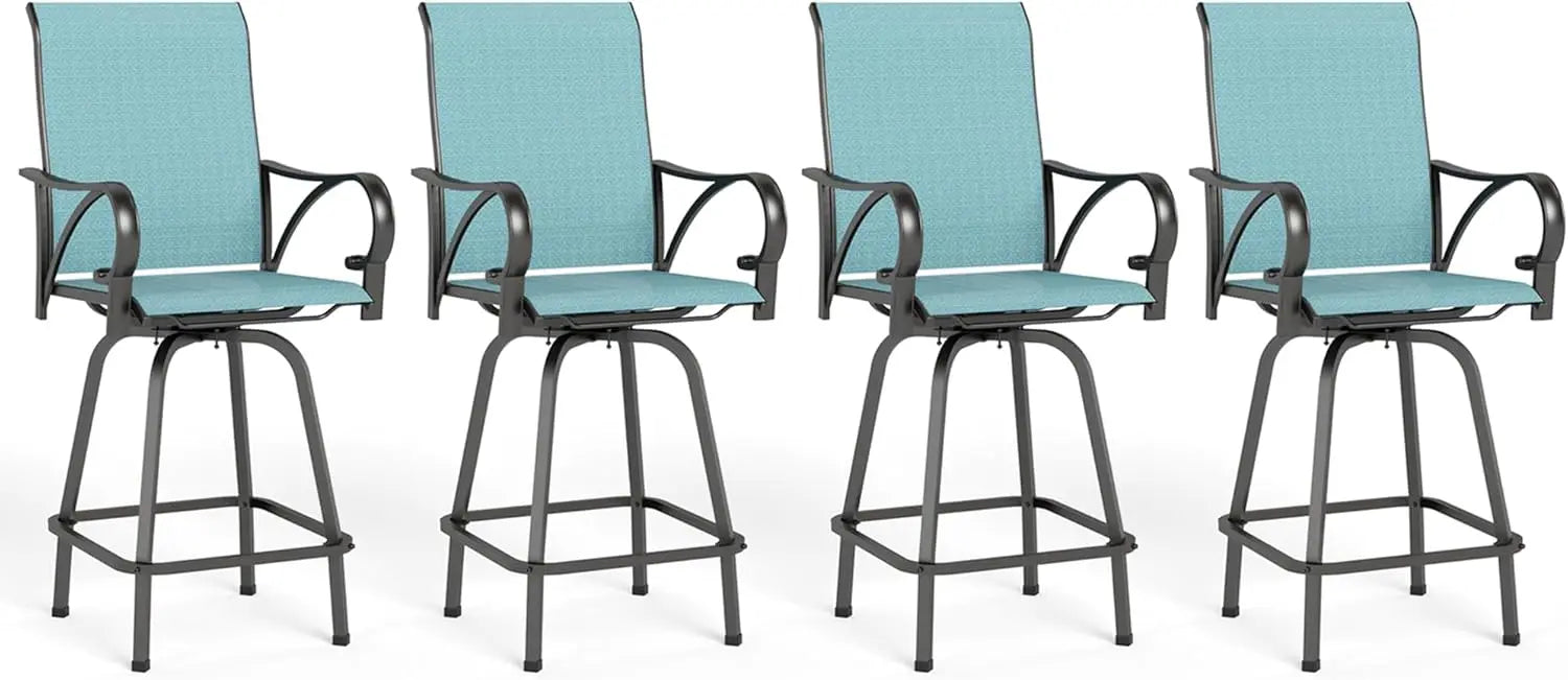 5-Piece Outdoor High Top Bar Set - Bar Height Table and Chairs for Patio, Waterproof Bistro Set for 4, Light Blue
