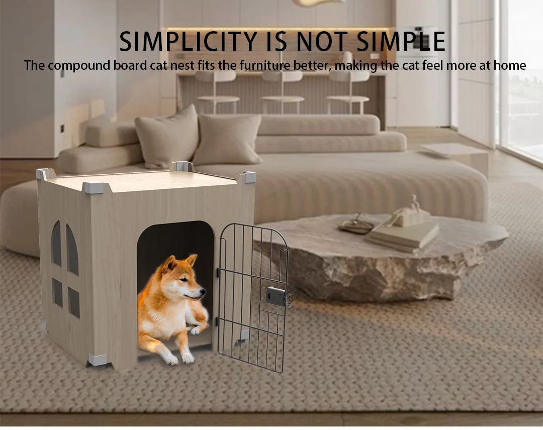Indoor Modern Wooden Dogs House Pet Cage With Door For Sale