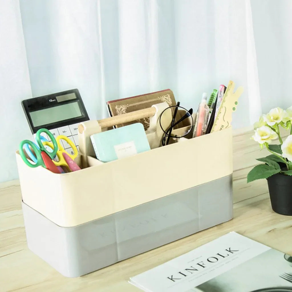 Desk Organizer, Desk Storage Box, Cosmetics Stationery Finishing Box, Multi-functional Detachable Compartment