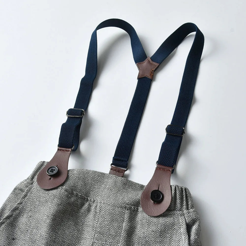 Newborn Baby Boys Clothes Set Infant Gentleman Outfit Baby Formal Suspender Overalls Autumn Winter Long Sleeve Toddler Boy Suit