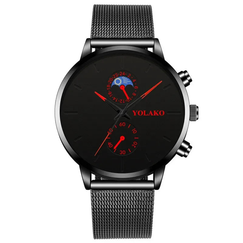 Reloj Hombre Mens Watches Luxury Stainless Steel Mesh Belt Quartz Wristwatch Men Business Calendar Clock Relogio Masculino