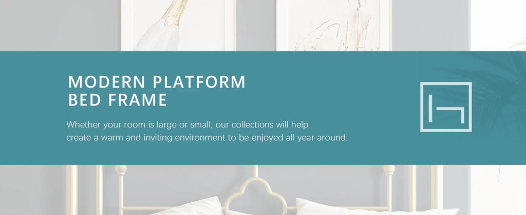 HOOMIC 14 Inch Metal Platform Bed Frame, Vintage Victorian Style, Wrought Iron Headboard and Footboard