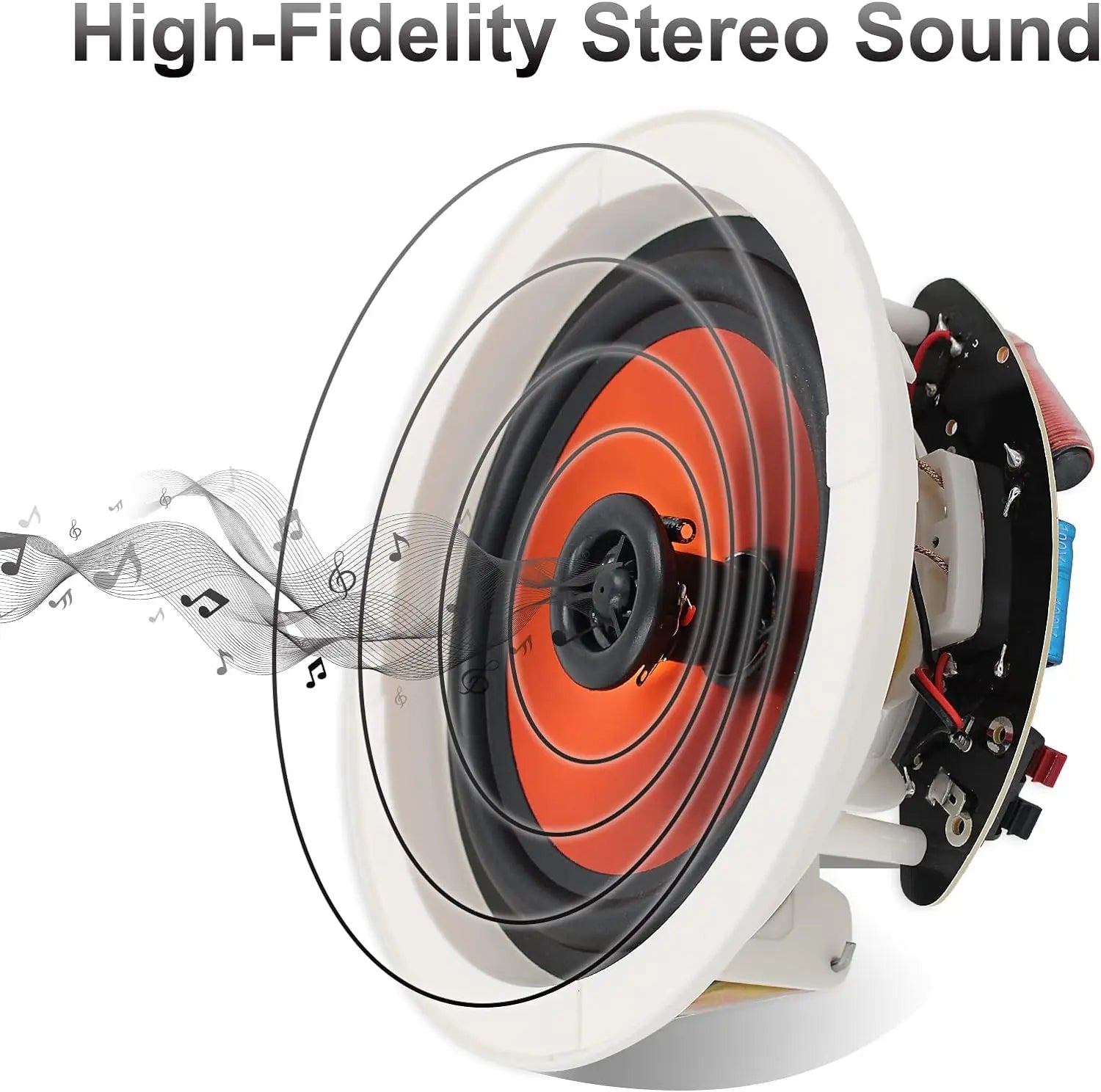 Herdio 2PCS 6.5" Flush Mount In Ceiling Wall Bluetooth Speakers 300W Flush Mount 2-Way Universal Home Speakers System 1 Pair