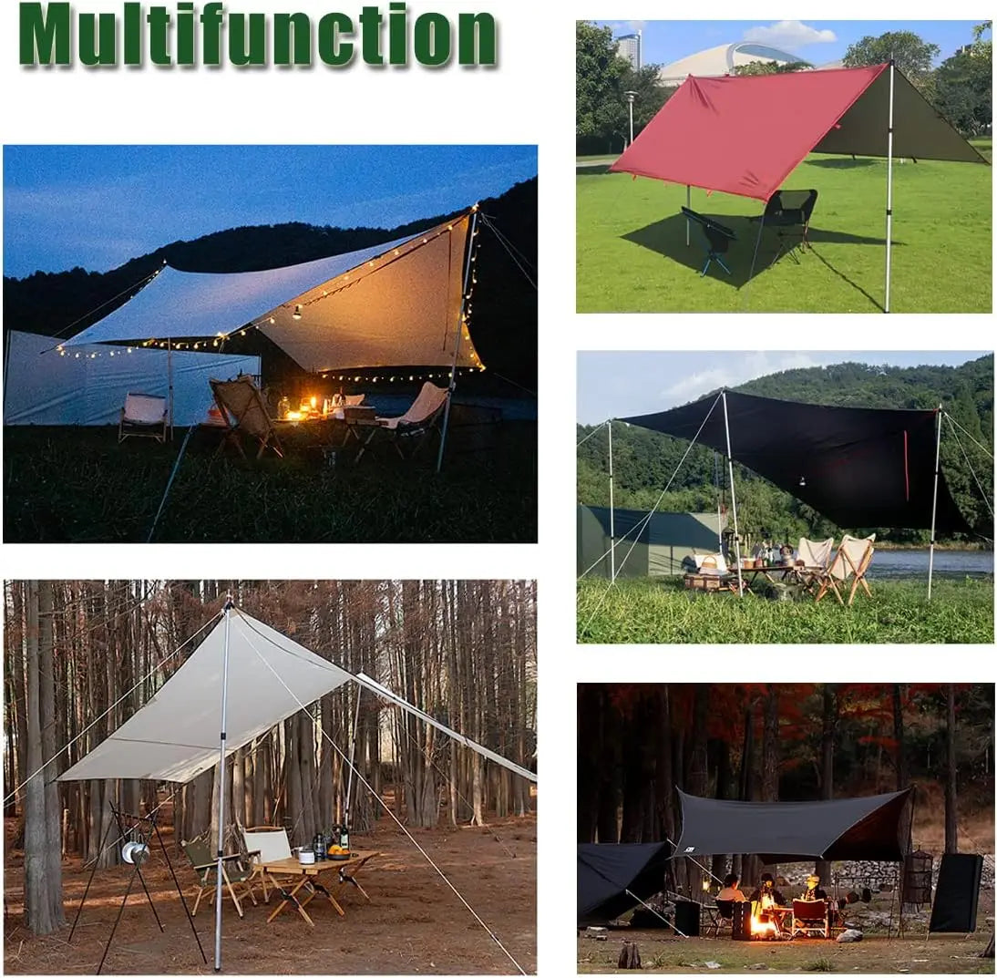Tent Poles Camping Poles for Tarp Awning Canopy Porch Sun Sails Tarpaulin Headroom Aluminium Adjustable Telescoping Hiking Poles