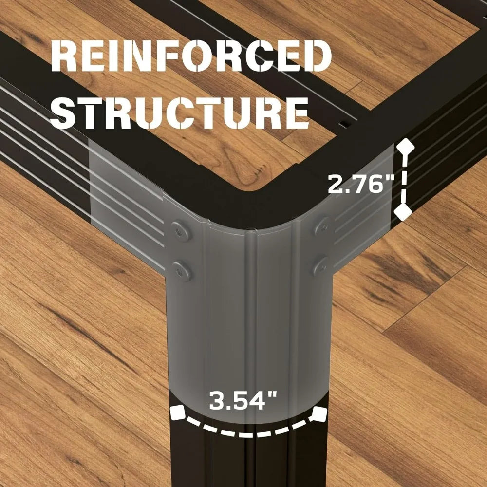 18 Inch Heavy Duty Queen Bed Frame No Box Spring Needed, 3500lbs Weight Capacity Metal Bed Frame Queen Size, Reinforced Metal, E