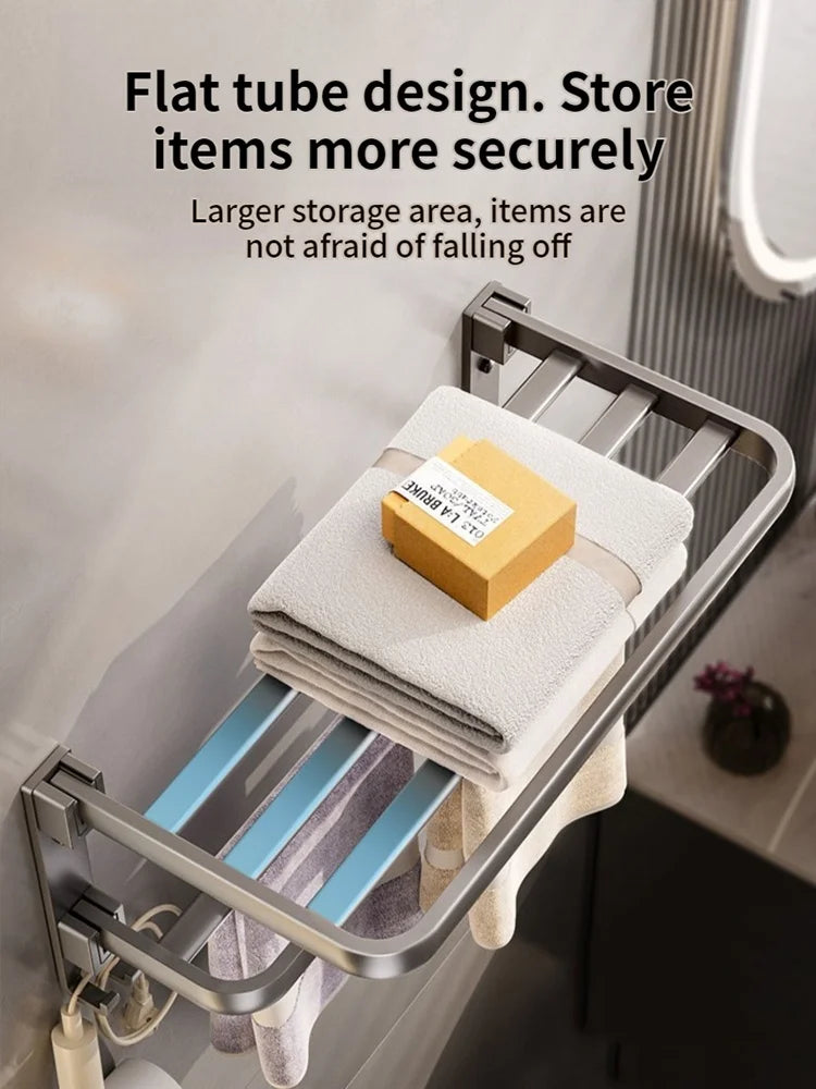 Upgrade And Thicken Grey/Black 40CM-60CM Towel Rack Space Aluminum Toilet Storage Rack Wall Mounted BathTowel Rack