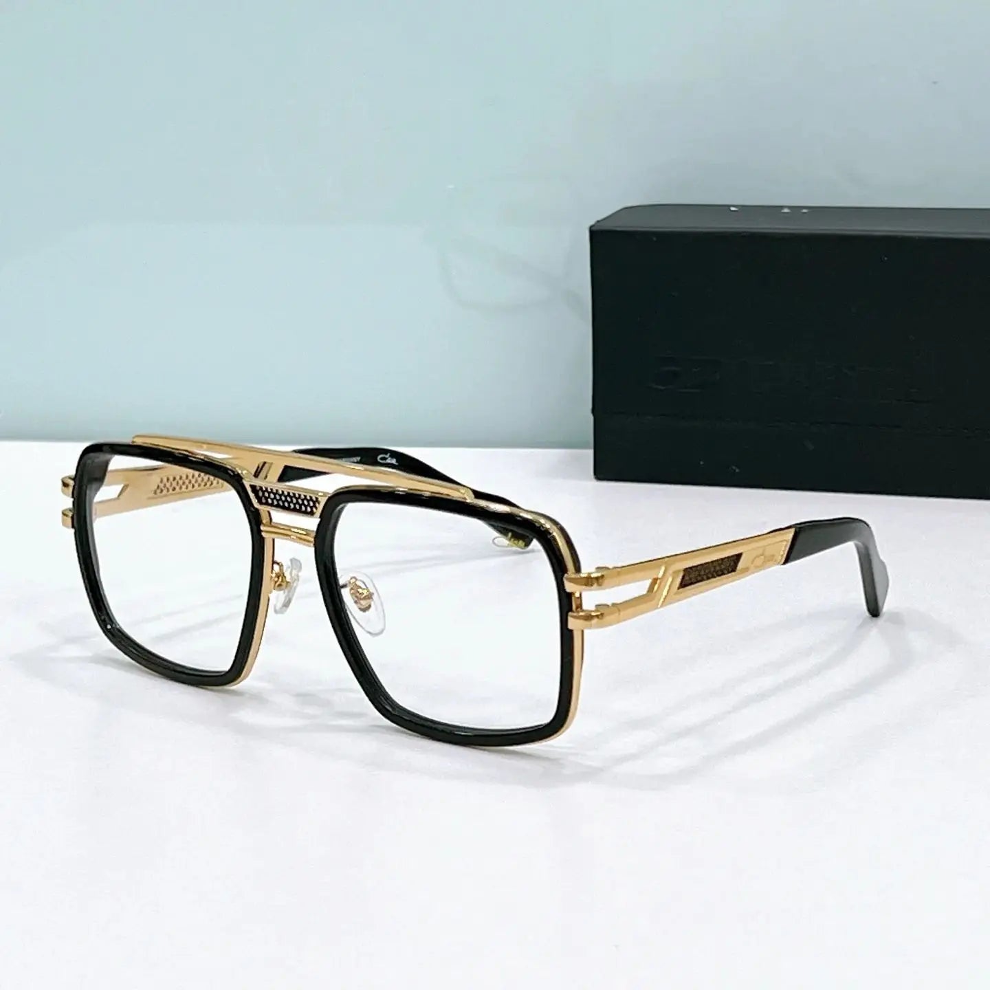 Original CAZA MOD6033 Classic Stylish Gradient Blue Lenses Men Sunglasses Luxury Design Gold Alloy Frame Women Couple Eyewear