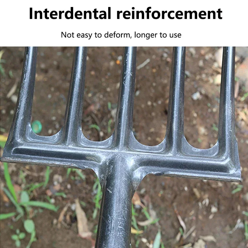 1Pcs 4/5 Teeth Soil Digging Fork Manganese Steel Garden Spading Fork For Digging Manure Planting Vegetables Agricultural Tool