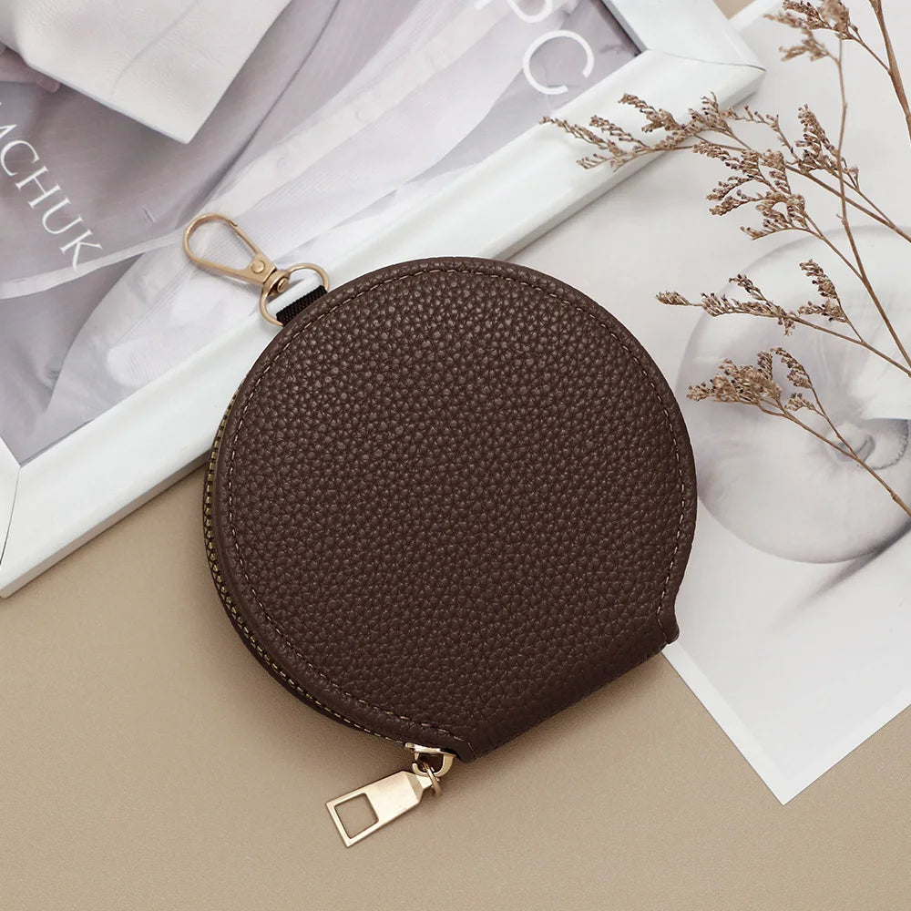 New High Quality Women's Zipper Wallet Portable Round Mini Card Bag Female Coin Pocket Key Bag Credit Card Holder Women's Purses