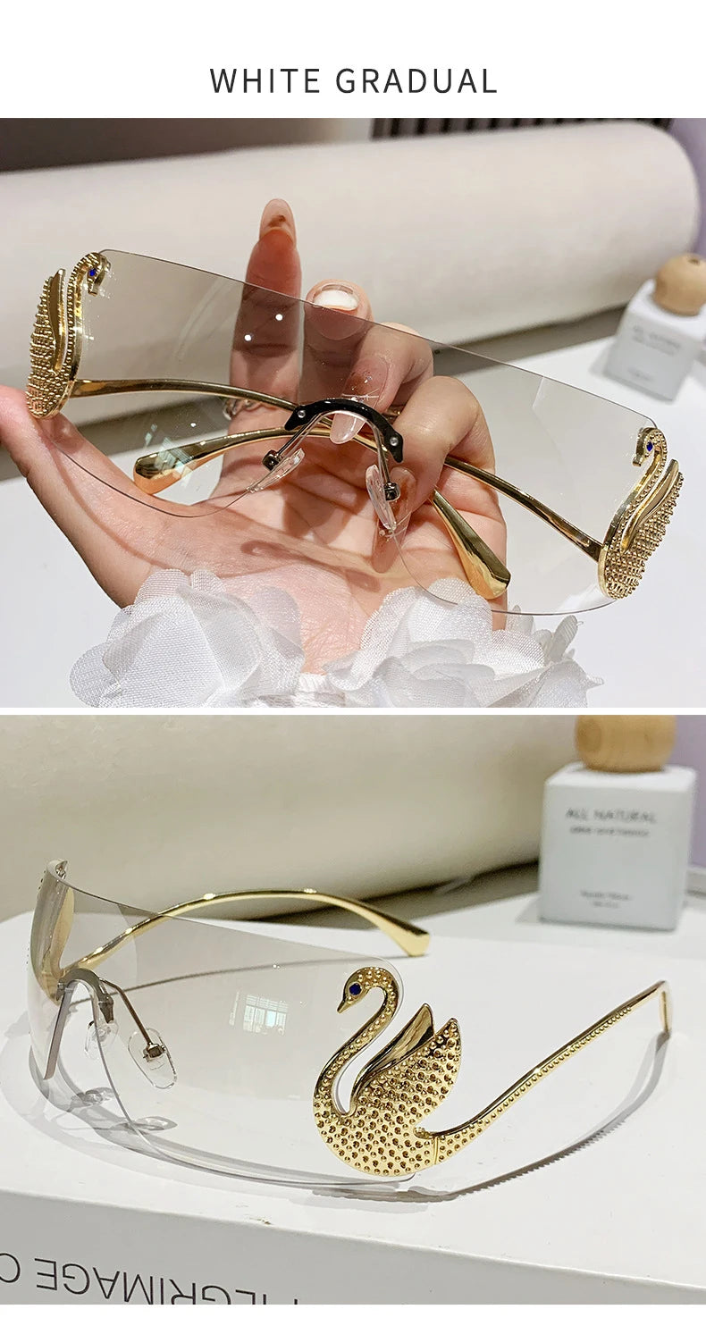 New trendy frameless cut edge integrated sunglasses for street photography, UV resistant sunglasses