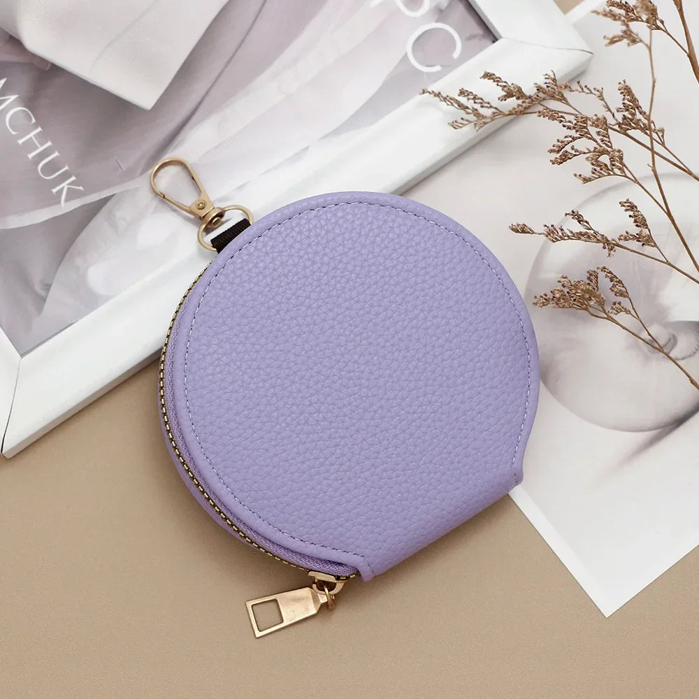 New High Quality Women's Zipper Wallet Portable Round Mini Card Bag Female Coin Pocket Key Bag Credit Card Holder Women's Purses