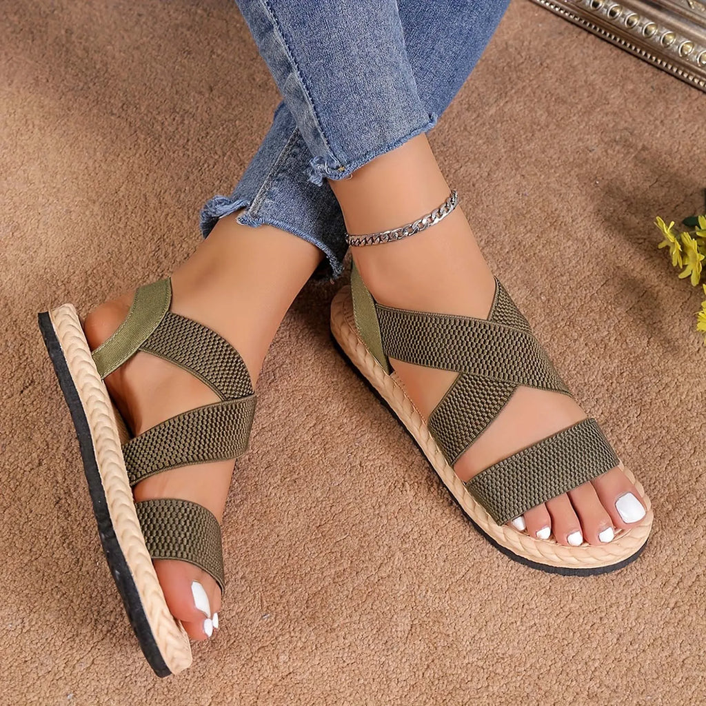 Summer Sandals For Women Spring New Flat Roman Shoes Beach Sandals Soft Sole Large Size Flower Sandals For Women Platform