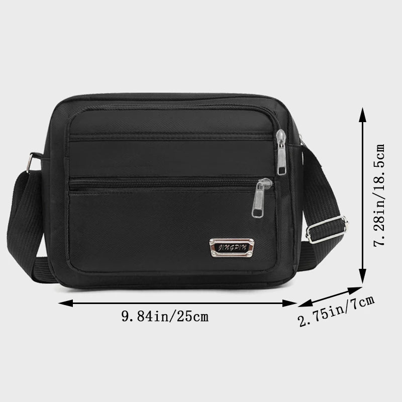 Men's business bag with double pockets, can be worn crossbody or over the shoulder, suitable for business trips.