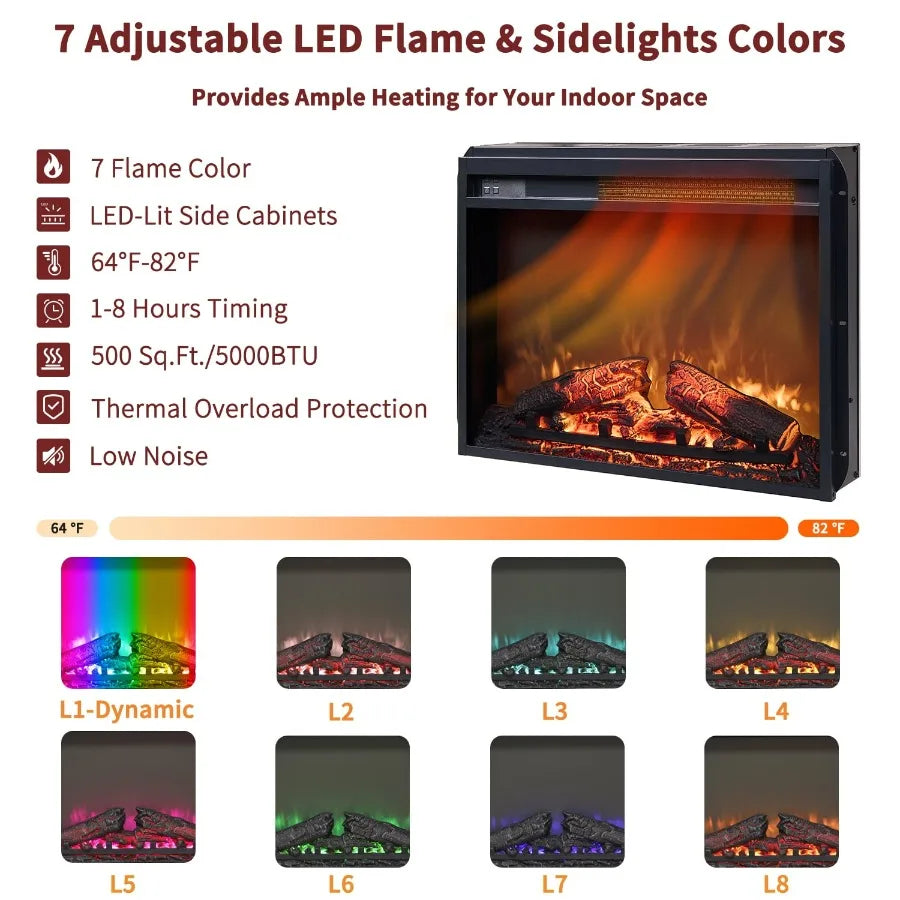 Electric Fireplace TV Stand Designed for 65 Inch TVs with Farmhouse Style LED Entertainment Center Featuring 7 Colors Changing