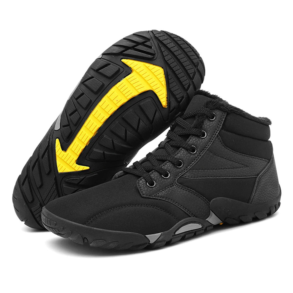 Winter Snow Boots Barefoot Hiking Shoes Waterproof Warm Lined Booties Anti Slip Wide Toe Box Ankle Booties for Hiking Climbing