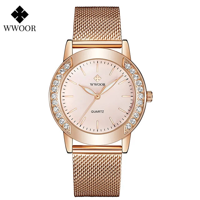 Diamond Watch For WWOOR Women Dress Simple Clock Ladies Quartz Bracelet Wristwatch Elegant Watches Gift For Women Reloj Hombre