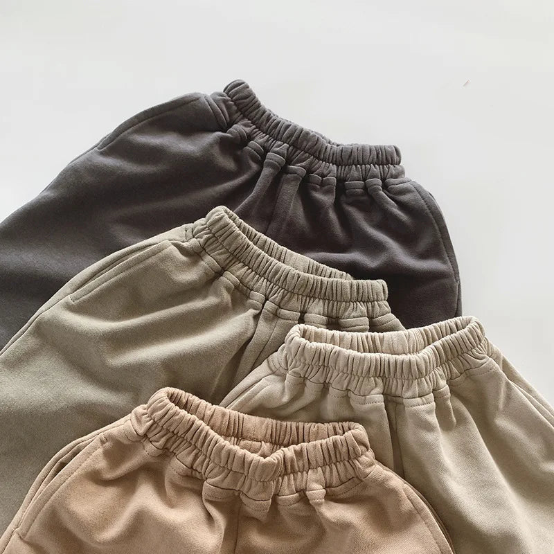 Summer Kid Girl Smooth Fashion Solid Comfortable Shorts Toddler Boy Cotton Straight Wide Leg Short Pants Children Clothes