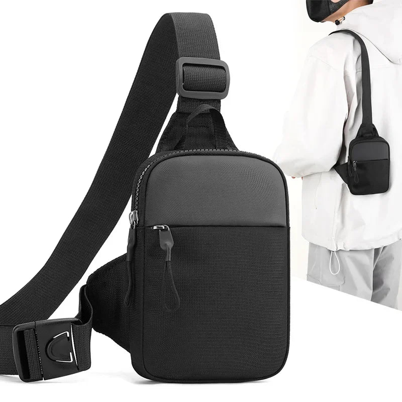 Men Waterproof Sling Chest Pack Fashion Small Black Crossbody Shoulder Zipper Bag Travel Workout Handbag Messanger Bag for Men