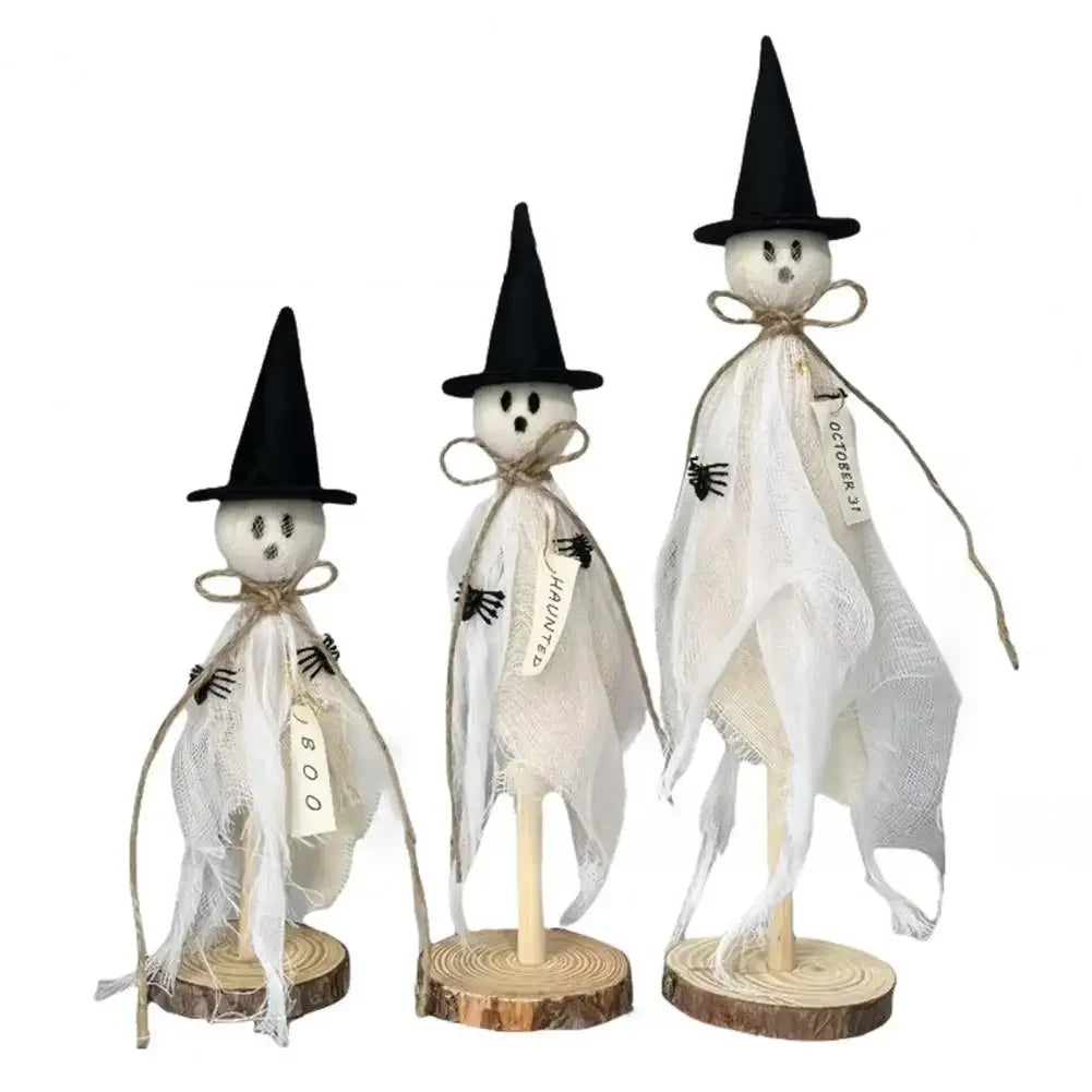 Fun Halloween Decorations Halloween Decor Set of 3 Wooden Ghost Ornaments Adorable Halloween Decorations with Fabric for A