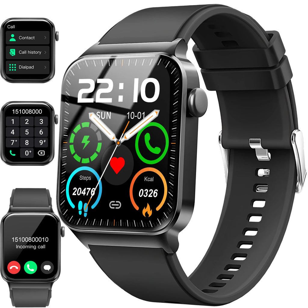 Smart Watch, 1.85" Smartwatch (Answer/Make Call), IP68 Waterproof Fitness Tracker, 100+ Sport Modes, Heart Rate and Sleep Monito