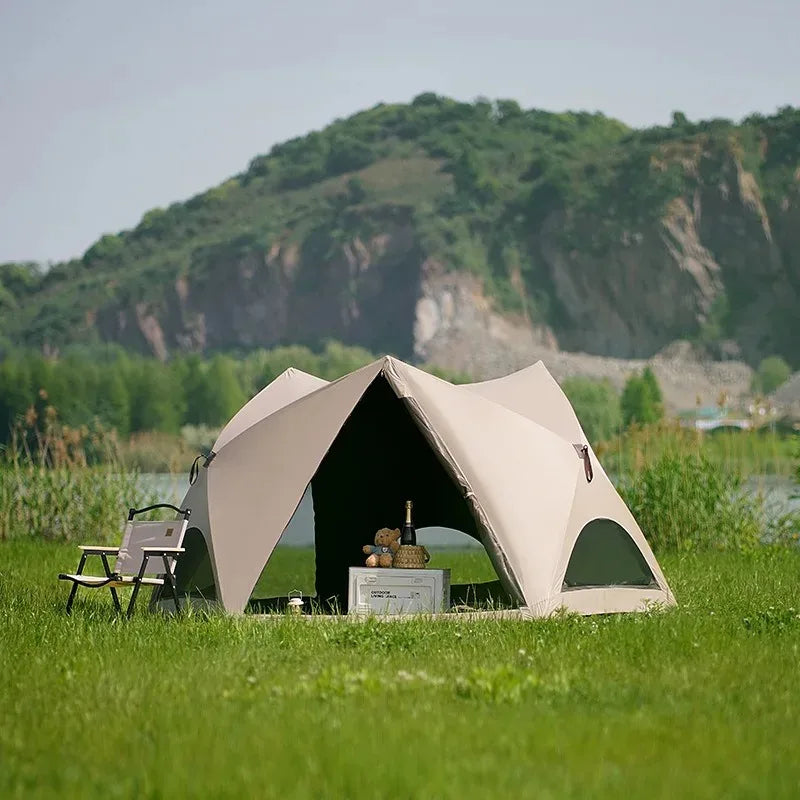 Sun Beach Outdoor Camping Tent Waterproof Portable Folding Awnings Tent Automatic Family Nature Hike Village Camping Hiking