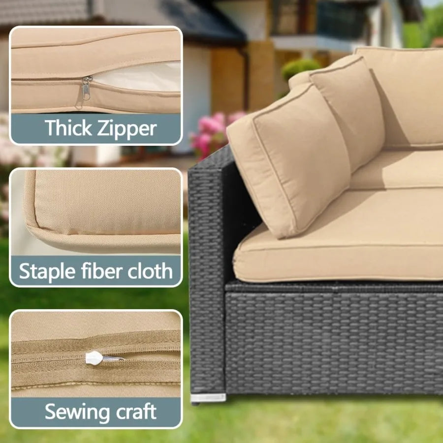 14Pcs Outdoor Cushion Replacement Washable Slipcovers with Zipper for 6Seaters Sofa Patio Set Seat and Back Covers Only in Beig