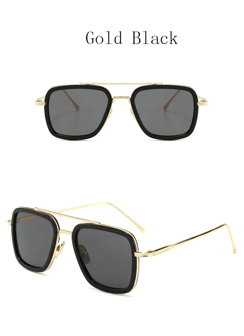 Tony Stark Robert Downey Square Sunglasses for Men Women Fashion Classic Vintage Design Metal UV400 Transparent Sun Glasses 2025