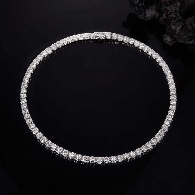Moissanite Tennis Necklaces For Man Women 3/4/5/6.5mm Full Diamond With GRA 925 Sterling Silver Plated 18k White Gold Jewelry