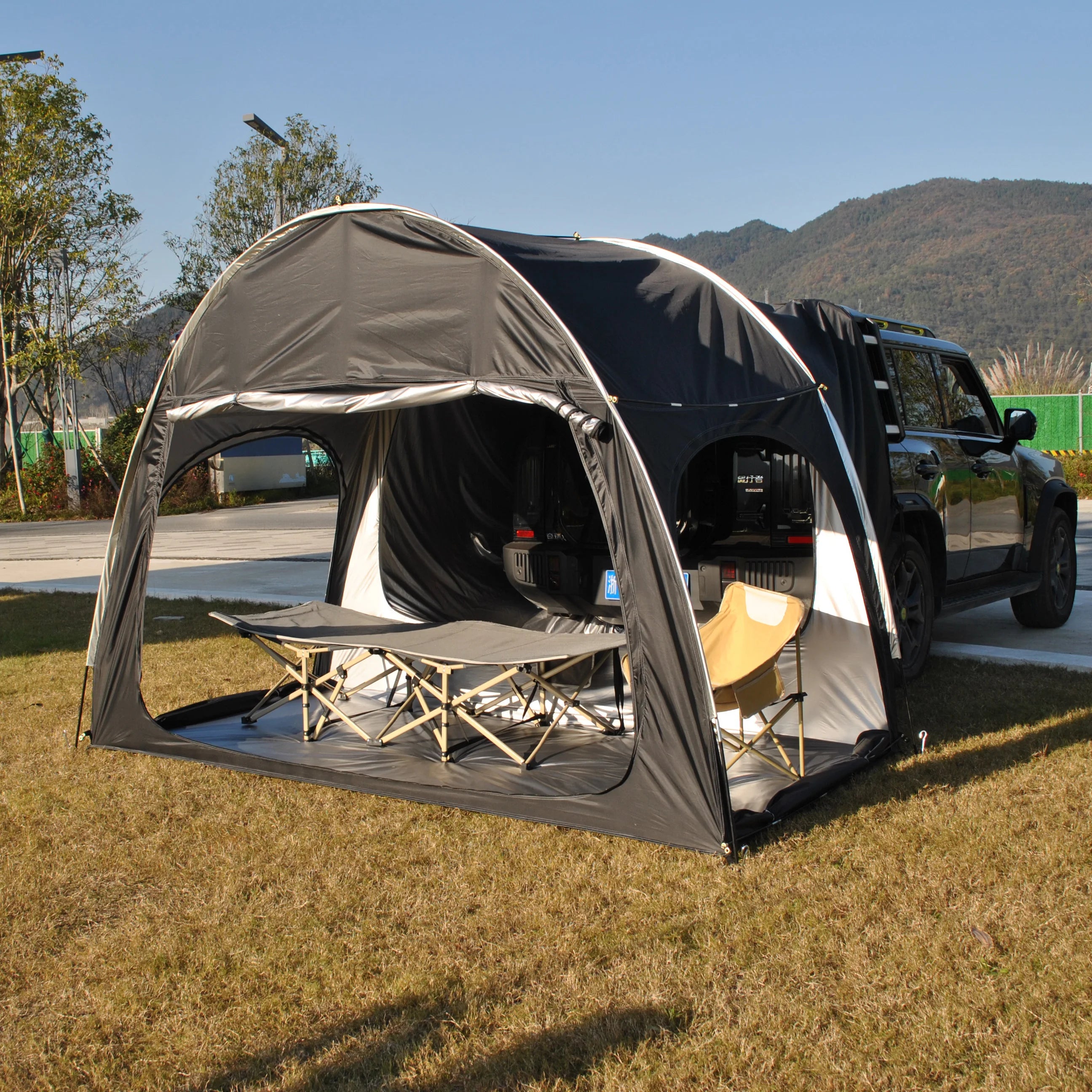 SUV Car Tent for Camping, SUV Tailgate Shade Awning Tent, Outdoor car Tent with Three Door Design, Vehicle Camping Tents