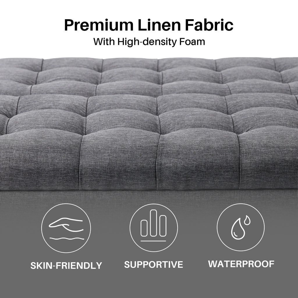 REDLIFE 35" Large Square Storage Ottoman Bench, Upholstered Coffee Table ,Lift Top Storage Ottoman Tufted Fabric for Living Room