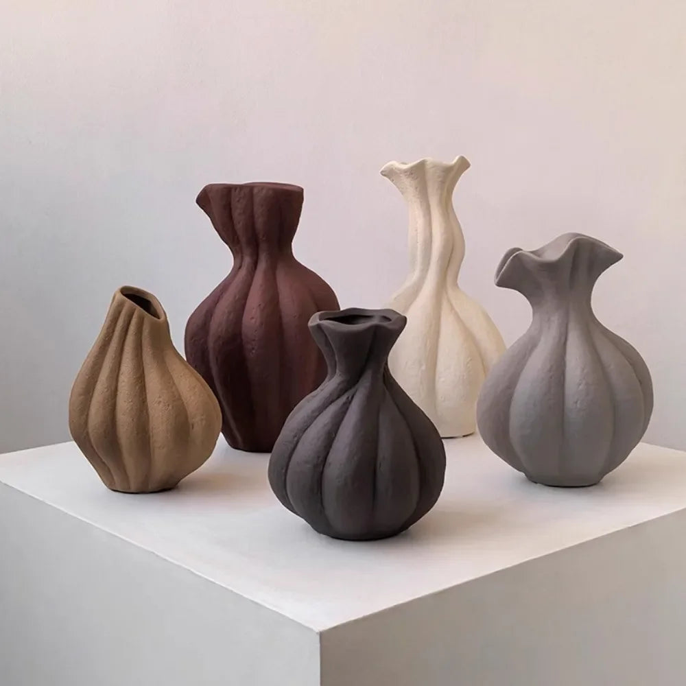 Livetai Wabi-Sabi Handmade Ceramic Vase, Organic Artistic Flower Pot for Living Room, Study & TV Console, Modern Boho Decor