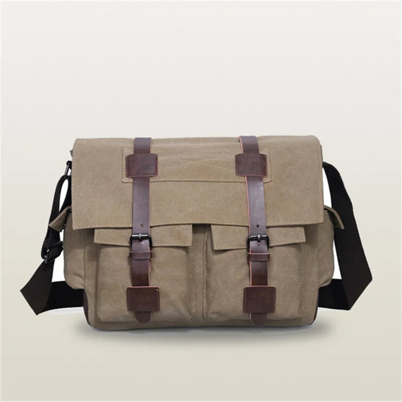 Men's Business Messenger Bags For Men Shoulder Bag Vintage Canvas Crossbody Pack Retro Casual Office Travel Bag
