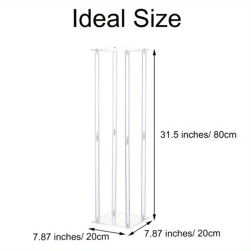 Acrylic transparent cylindrical flower stand vase, 31.5-inch high vase used as centerpiece for wedding tables, birthday parties,