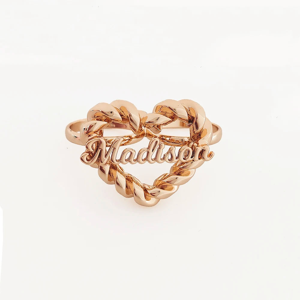 2025 Personalized Heart Shape Name Ring in Multiple Fonts| Twists Heart Name Ring | Custom Words Ring | Personalized Name Rings