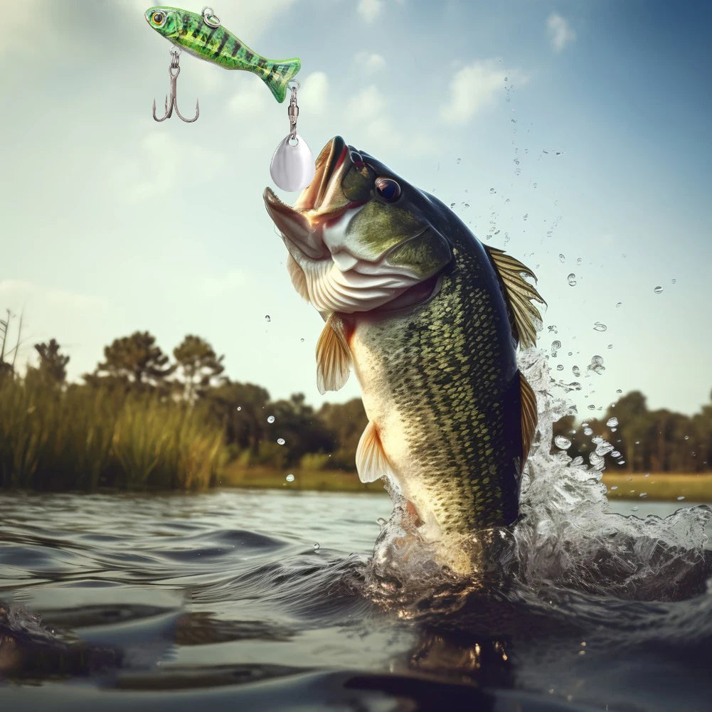 Metal Vib Fishing Lure with Sharp Treble Hooks Hard Bait Artificial Bait Bass Pike Carp Sea Fishing Lure