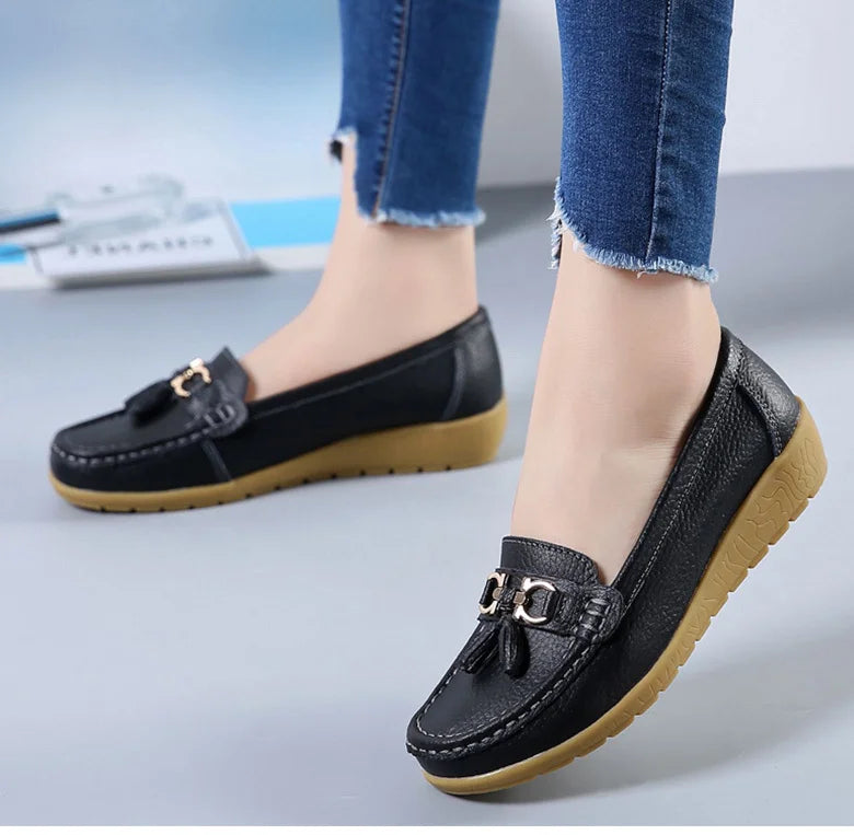 Woman Shoes Low Heels Casual Shoes Women's Loafers Slip On Flat Shoes Mocassins Femmes Comfortable Footwear Women Flats White