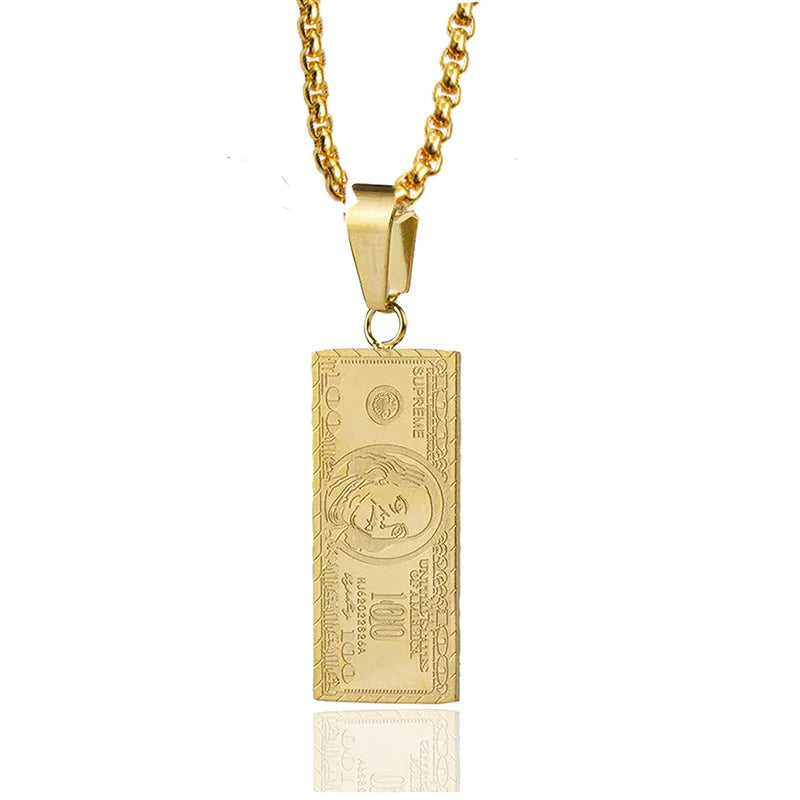 Hip-hop Accessories Party Gifts Dollar Pendant Men's Fashion Necklace,Birthday Gifts, Small Bills Valentine's Day