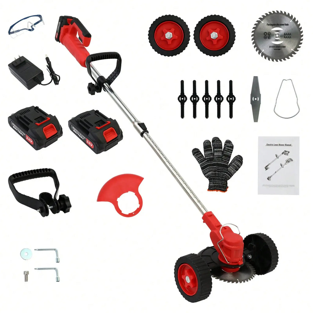 21V 650W Cordless String Trimmer Electric Weed Wacker Lawn Grass Edger Brush Cutter with 2 Batteries & Adjustable Handle