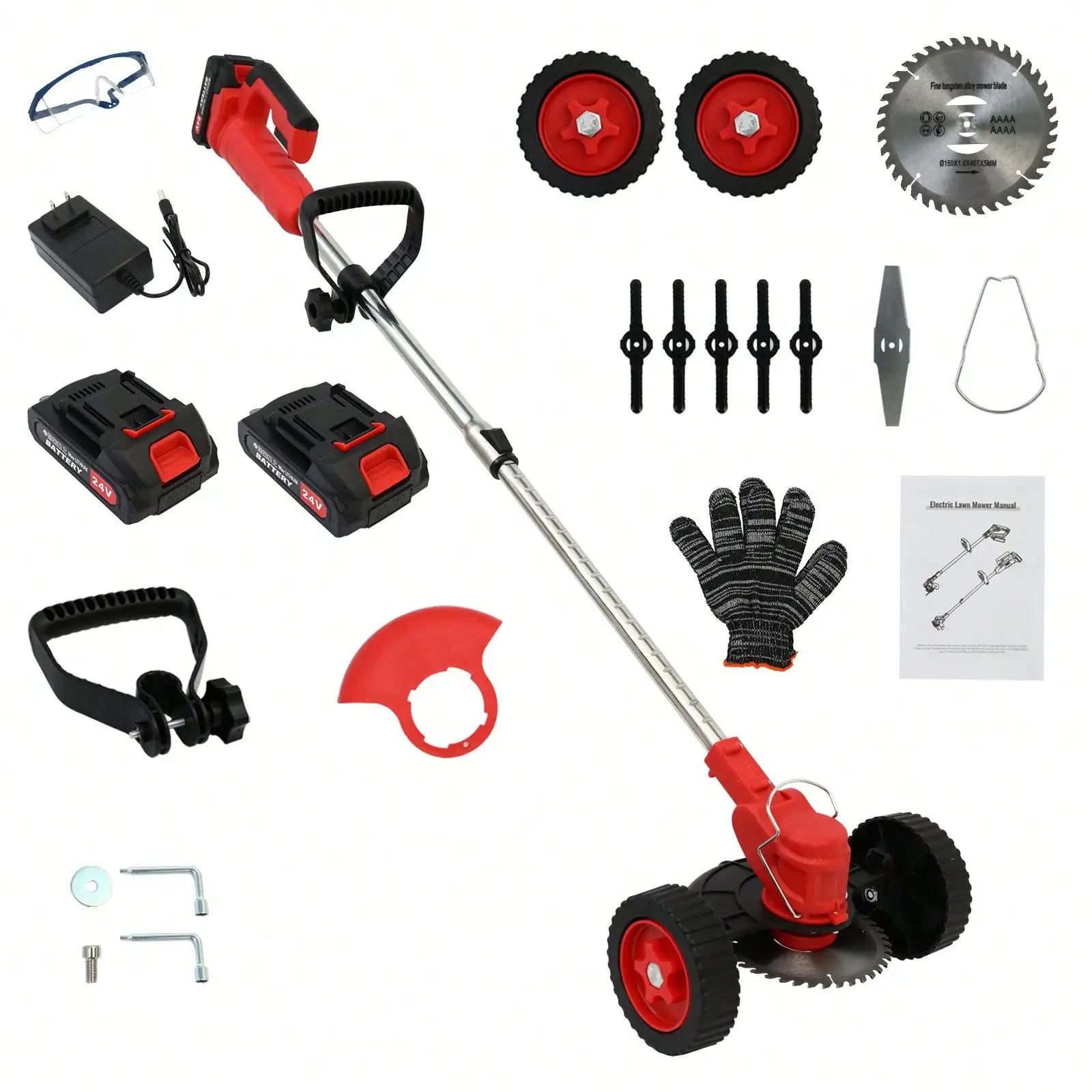 21V 650W Cordless String Trimmer Electric Weed Wacker Lawn Grass Edger Brush Cutter with 2 Batteries & Adjustable Handle