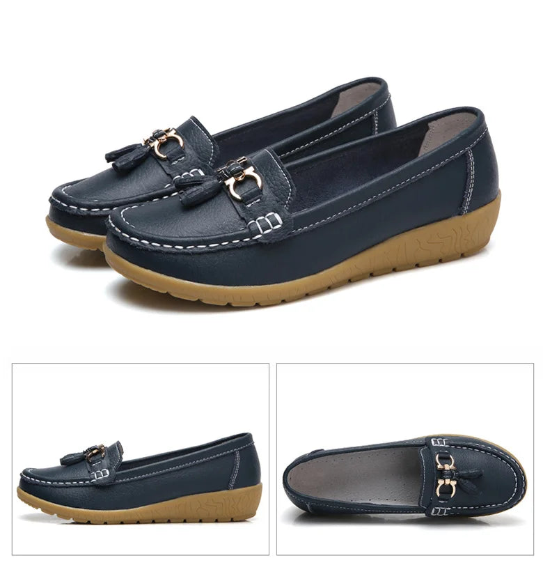 Woman Shoes Low Heels Casual Shoes Women's Loafers Slip On Flat Shoes Mocassins Femmes Comfortable Footwear Women Flats White