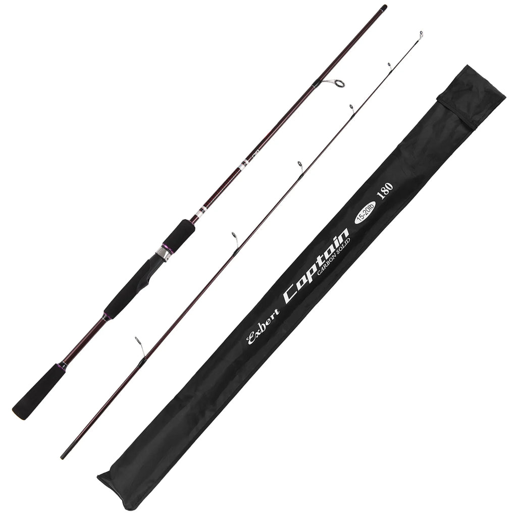 Carbon Spinning Fishing Rod 1.8m Solid Casting Fishing Rod with Comfort EVA Grip for Bass Fishing Walleye Fishing Trout Fishing