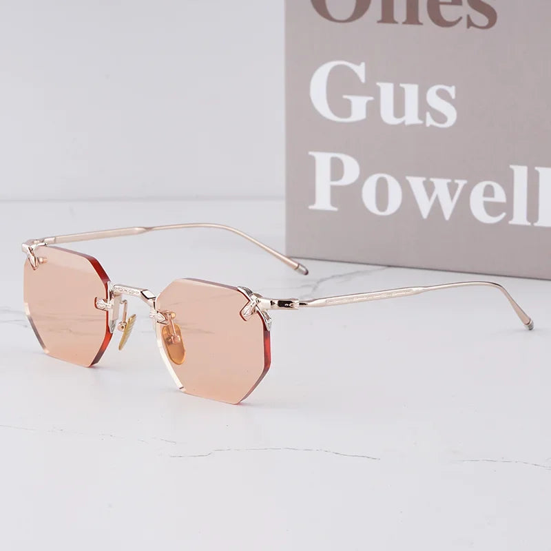 ELDORADO Light Luxury Sliver Boundless Sunglasses for Male Designer Hand Craft Top Quality Rimless Alloy Solar Glasses for Men