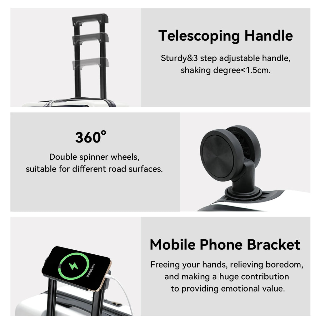 20 Inch Cabin Suitcase Front Opening Spinner Wheel Travel Rolling Luggage For Men Women Trolley Case With TSA Lock USB Charging