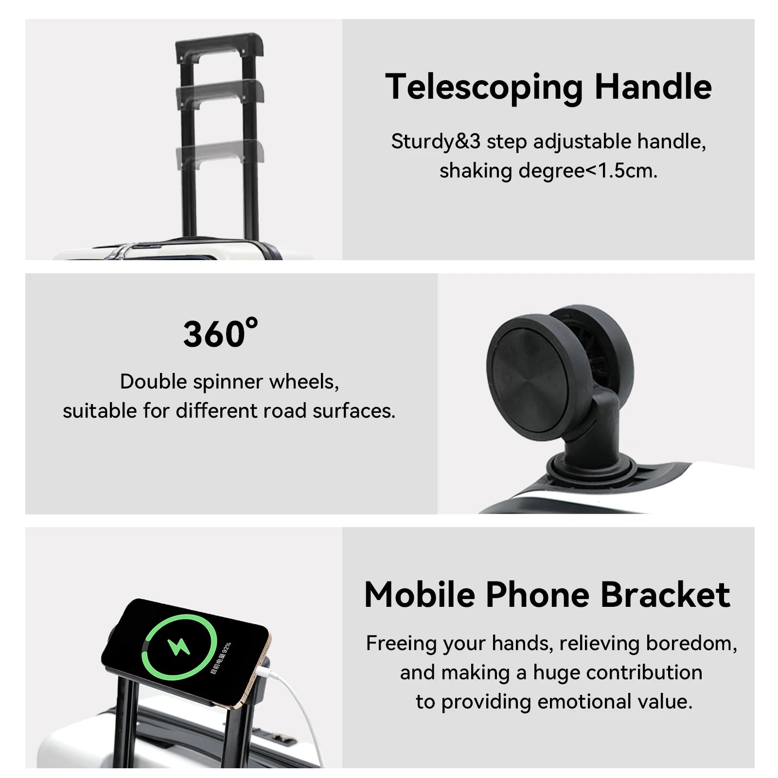 20 Inch Cabin Suitcase Front Opening Spinner Wheel Travel Rolling Luggage For Men Women Trolley Case With TSA Lock USB Charging