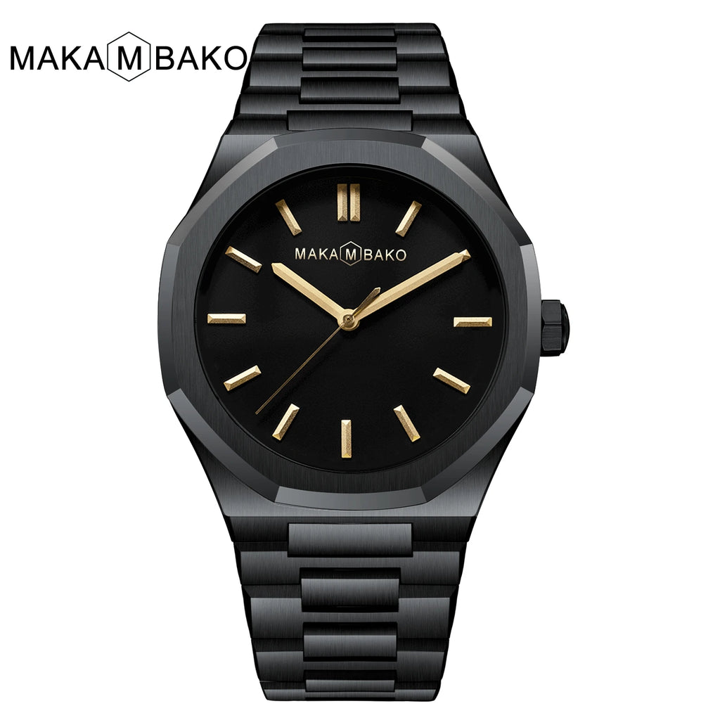 Black Mens Watch With Original Japanese MIYOTA 2035 Quartz Movement 40mm Business Style Stainless Steel 3Bar Watch for Men reloj