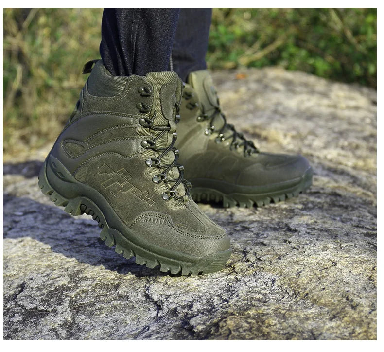 Hiking Shoes Men Mid-top Outdoor Thick-soled Ankle Boots Men Comfortable Breathable Anti-slip Casual Sports Shoes Sneakers Men
